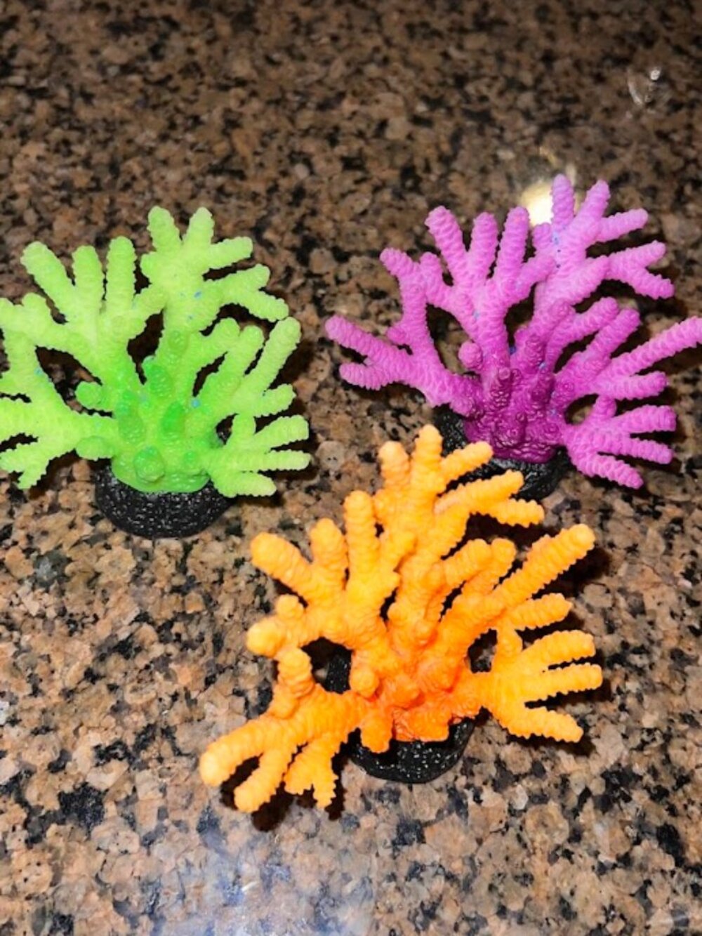 Neon colored coral reef, set of 3, plastic fish tank decoration